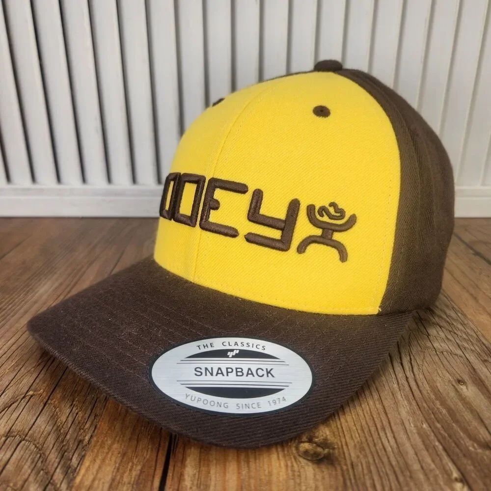 Hooey Snapback Hat Yellow Brown The Classics Adjustable Flat Brim Cap Ranch West